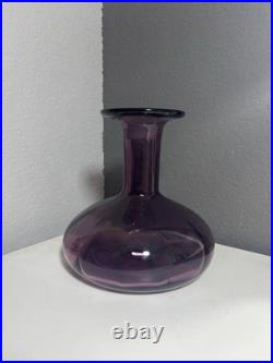 Vintage MCM Italian Amethyst Genie Bottle withStopper Empoli Style Napoli Glass
