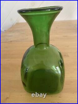 Vintage MCM Italian Green Glass Decanter/Carafe Empoli Italy Collectible Barware