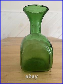 Vintage MCM Italian Green Glass Decanter/Carafe Empoli Italy Collectible Barware