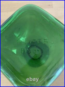 Vintage MCM Italian Green Glass Decanter/Carafe Empoli Italy Collectible Barware