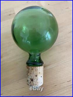 Vintage MCM Italian Green Glass Decanter/Carafe Empoli Italy Collectible Barware