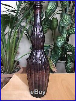 Vintage MCM Italy Amethyst Glass Decanter 22 Empoli 1960s Genie Bottle Unique