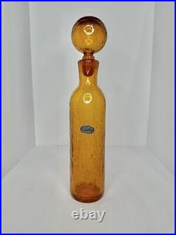 Vintage MCM Massive Rainbow Glass Middleburg Cylinder Decanter Amber Withstopper
