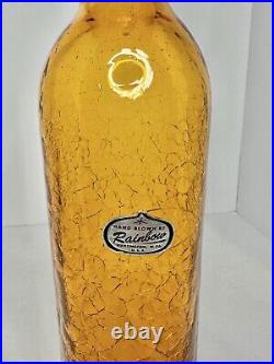 Vintage MCM Massive Rainbow Glass Middleburg Cylinder Decanter Amber Withstopper