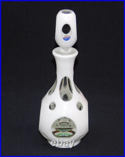 Vintage MCM Millefiori White Cut To Clear Glass 9 Decanter With Stopper Italy