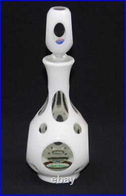 Vintage MCM Millefiori White Cut To Clear Glass 9 Decanter With Stopper Italy