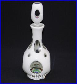 Vintage MCM Millefiori White Cut To Clear Glass 9 Decanter With Stopper Italy
