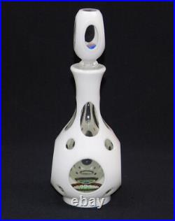 Vintage MCM Millefiori White Cut To Clear Glass 9 Decanter With Stopper Italy