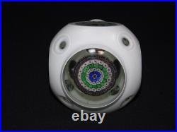 Vintage MCM Millefiori White Cut To Clear Glass 9 Decanter With Stopper Italy