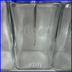 Vintage MCM Pump Liquor Dispenser Glass Decanter Set 10.5 Tall 3.5 Wide