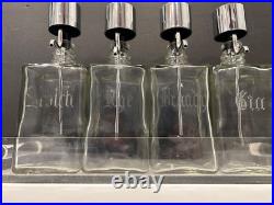 Vintage MCM Pump Liquor Dispenser Glass Decanter Set Lucite Tray 4 bottles