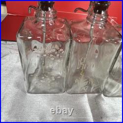 Vintage MCM Pump Liquor Dispenser Glass Decanter Set Lucite Tray 4 bottles