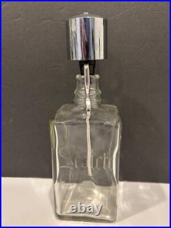 Vintage MCM Pump Liquor Dispenser Glass Decanter Set Lucite Tray 4 bottles