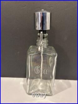 Vintage MCM Pump Liquor Dispenser Glass Decanter Set Lucite Tray 4 bottles