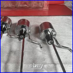 Vintage MCM Pump Liquor Dispenser Glass Decanter Set Lucite Tray 4 bottles