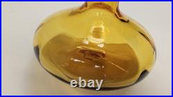 Vintage MCM Rainbow Art Glass Amber Hancock Glass Decanter 12