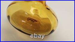 Vintage MCM Rainbow Art Glass Amber Hancock Glass Decanter 12