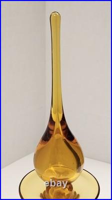 Vintage MCM Rainbow Art Glass Amber Hancock Glass Decanter 12