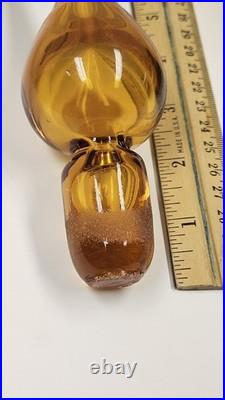 Vintage MCM Rainbow Art Glass Amber Hancock Glass Decanter 12