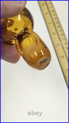 Vintage MCM Rainbow Art Glass Amber Hancock Glass Decanter 12