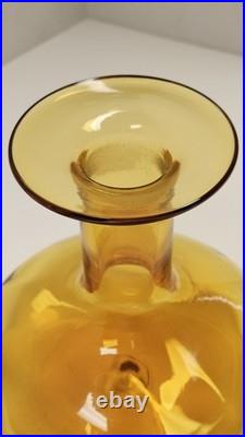 Vintage MCM Rainbow Art Glass Amber Hancock Glass Decanter 12