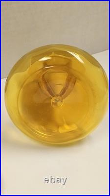 Vintage MCM Rainbow Art Glass Amber Hancock Glass Decanter 12