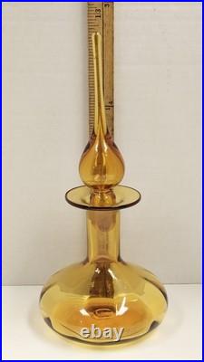Vintage MCM Rainbow Art Glass Amber Hancock Glass Decanter 12