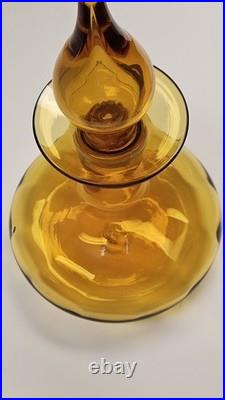 Vintage MCM Rainbow Art Glass Amber Hancock Glass Decanter 12