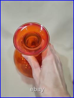 Vintage MCM Rainbow Art Glass Decanter Flaming Stopper Teardrop Design 12,5