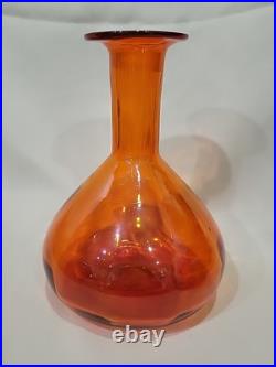 Vintage MCM Rainbow Art Glass Decanter Flaming Stopper Teardrop Design 12,5