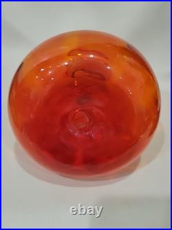 Vintage MCM Rainbow Art Glass Decanter Flaming Stopper Teardrop Design 12,5