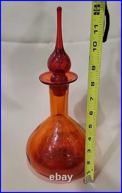 Vintage MCM Rainbow Art Glass Decanter Flaming Stopper Teardrop Design 12,5 Vintage MCM Rainbow Art Glass Decanter Flaming Stopper Teardrop Design 12,5
