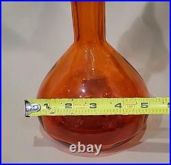 Vintage MCM Rainbow Art Glass Decanter Flaming Stopper Teardrop Design 12,5