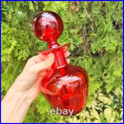 Vintage MCM Rainbow Glass Decanter Genie Bottle Round Stopper