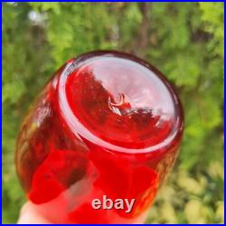 Vintage MCM Rainbow Glass Decanter Genie Bottle Round Stopper