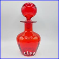 Vintage MCM Rainbow Glass Decanter Genie Bottle Round Stopper