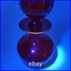 Vintage MCM Rainbow Glass Decanter Genie Bottle Round Stopper