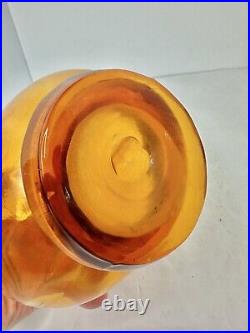 Vintage MCM Rainbow Glass Duo Tone Amber/Red Medallion Decanter WithStopper