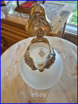 Vintage MCM Silverplate Rams Head Frosted Glass Decanter Pitcher Aries GREAT