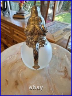 Vintage MCM Silverplate Rams Head Frosted Glass Decanter Pitcher Aries GREAT