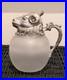 Vintage-MCM-Silverplate-Rams-Head-Frosted-Glass-Decanter-Pitcher-Aries-NICE-01-dwd