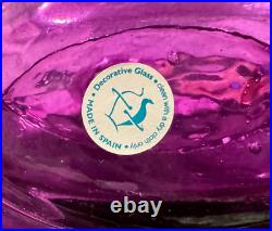 Vintage MCM Unique Large Purple Glass Bottle Decanter Decorative