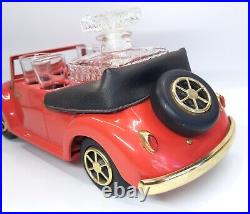 Vintage MCM Vw Beetle Convertible Musical Bar Cocktail Caddy Decanter 4 Glasses