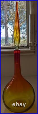 Vintage MCM WAYNE HUSTED BLENKO 18.75 w long stopper Amberina glass Decanter Vintage MCM WAYNE HUSTED BLENKO 18.75 w long stopper Amberina glass Decanter