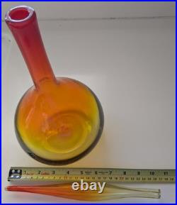 Vintage MCM WAYNE HUSTED BLENKO 18.75 w long stopper Amberina glass Decanter