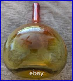 Vintage MCM WAYNE HUSTED BLENKO 18.75 w long stopper Amberina glass Decanter