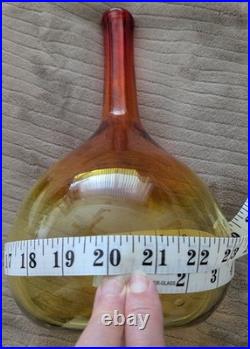 Vintage MCM WAYNE HUSTED BLENKO 18.75 w long stopper Amberina glass Decanter