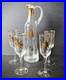 Vintage-MCM-Wine-Carafe-4-Champagne-Flutes-Atomic-Starburst-Gold-Trim-01-hm