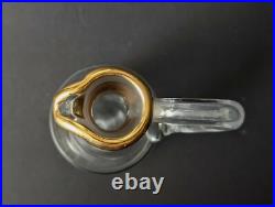 Vintage MCM Wine Carafe & 4 Champagne Flutes Atomic Starburst Gold Trim