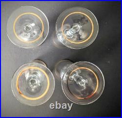 Vintage MCM Wine Carafe & 4 Champagne Flutes Atomic Starburst Gold Trim